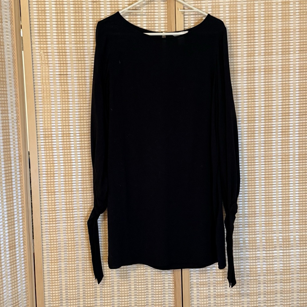 H&M Womens 12 Dress Black Shift Mini Long Sleeves Whimsigoth Office Evening